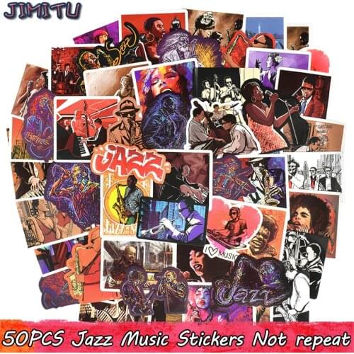 50 PCS Band Music Stickers Anime Waterproof Funny PVC Sticker for Kids Friends DIY Guitar Luggage Laptop Motor Car Stickers Lot