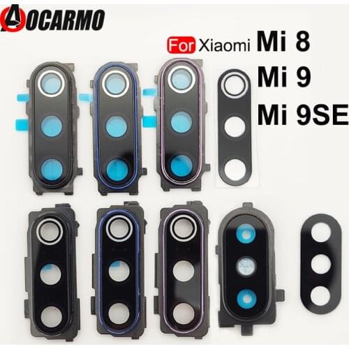 Aocarmo For Xiaomi Mi 8 9 9SE Back Camera Lens With Frame Adhesive Sticker Replacement Parts