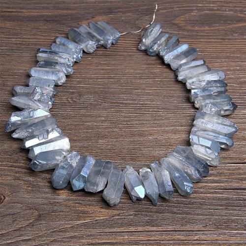 Titanium Natural Crystal Quartz Top Drilled Point Stick Beads Charm Pendant Spacer Bead Jewelry Making Crown Necklace Earring