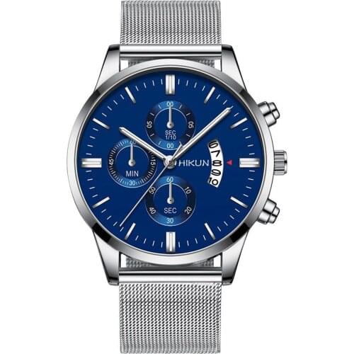 Top New Mens Watches BrandStainless Steel Mesh strap Casual Quartz Men Watch Fashion Round Dial Wristwatches Relógio Masculino