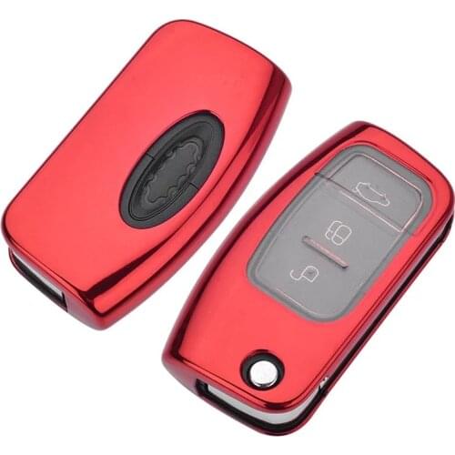 Soft Tpu Car Key Case Cover for Ford Fiesta Focus 2 Ecosport Kuga Escape Car Flip folding Remote key Case 3 Buttons