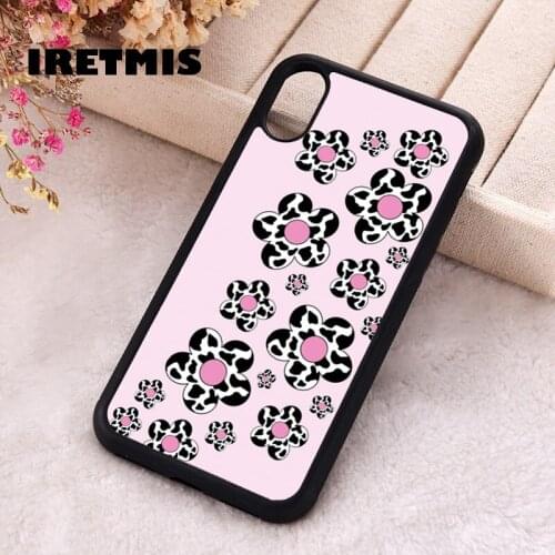 Iretmis 5 5S SE 2020 Phone Cover Cases for iPhone 6 6S 7 8 Plus X Xs Max XR 11 12 MINI Pro Rubber Silicone Pink Flow Flowers