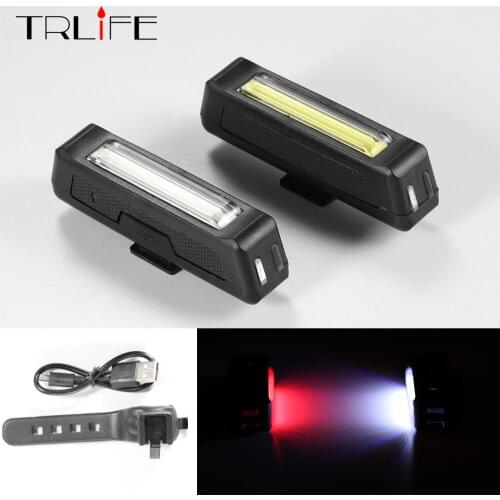 COB Waterproof Comet USB Rechargeable Bicycle Head Light High Brightness Red LED 100 lumen Front / Rear Bike Safety Light Pack