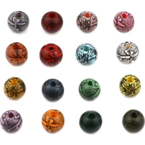 DoreenBeads 10mm Multicolor Wood Spacer Beads Round Ball Irregular Streak Loose Beads DIY Making Bracelet Necklace Jewelry,20PCs