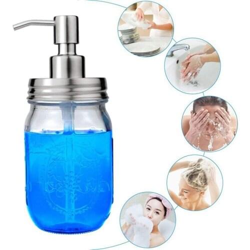 DIY Stainless Steel Mason Jar Soap Lotion Dispenser Pump Hand Liquid Soap Dispenser Bathroom Kitchen Tool No Jars
