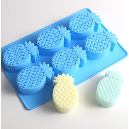 6-hole Pineapple Baking Cake Handmade Soap Mold Pudding Chocolate Biscuit Bread Silicone Mold Cake Decoration Resin Mold
