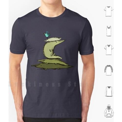 Croc Totem T Shirt DIY Cotton Big Size S-6xl Croc Crocodile Alligator Lizard Reptile Bird Green Blue Orange Swamp Smile