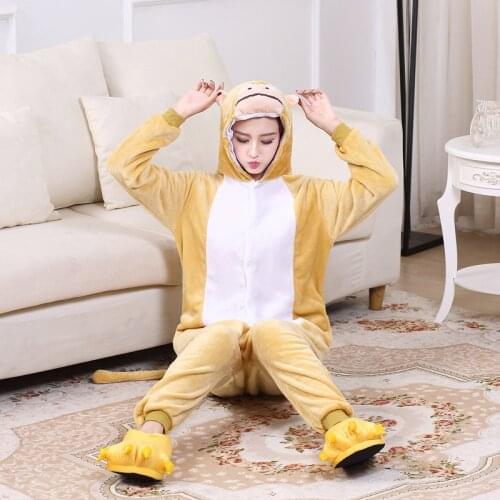Kigurumi Animal Onesies For Adults Monkey Pajamas One-Piece Pyjamas Women Men Halloween Cosplay Costume Suit Overalls Bodysuits