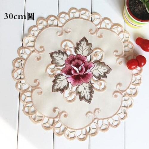 HOT lace satin embroidery place table mat cloth pad cup mug drink doilies dining dish pan tea coaster Christmas placemat kitchen