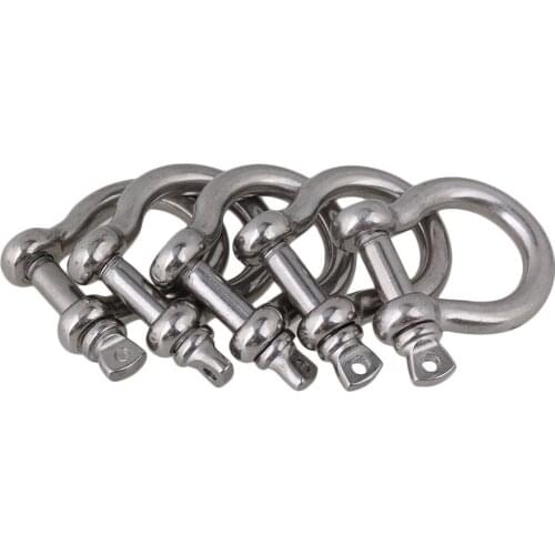 M6 Silver Screw Pin Anchor Bow Shackle Clevis Lifting Pulling Rigging Ring 5Pcs