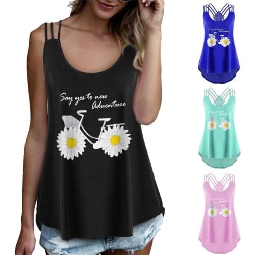 Summer Women Tank Tops Casual Loose Print Sleeveless Bandages Vest Strappy Tops Ladies Sleeveless Shirt Camisole Feminino Top