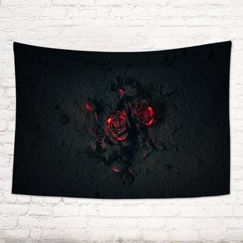 Tapestry Metal Gold Yellow and Red Rose Flowers Picnic Mat Wall Hanging Tapestry Art Decoration for Bedroom Living Room Dorm