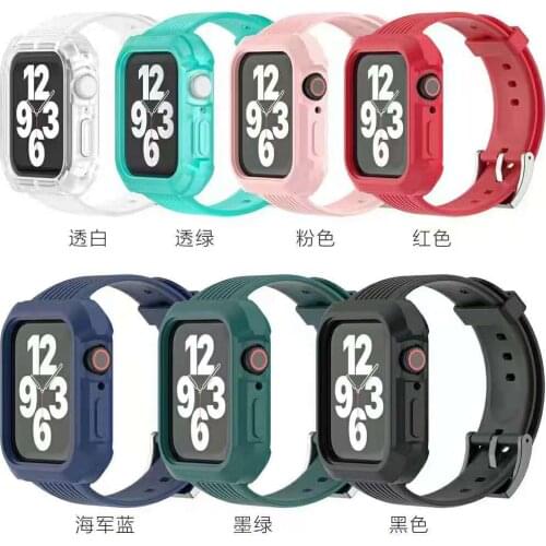 Soft TPU Case and Strap for Apple Watch 40mm 44mm Band SE 6 Anti-Shock Protector for iWatch 5 4 3 2 1 38mm 42mm Silicone Loop