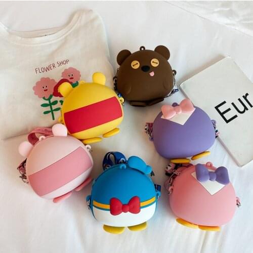 New Womens Bags Kawaii Handbags Female Round Cute Cartoon Silicone Coin Bags Lady Messenger Bag Clutch Crossbody Shoulder Bags