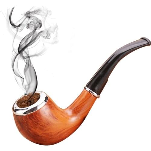 New Curved Hammer Filter Cigarette Pipe Resin Bakelite Smoke Pipe Portable Wooden Tobacco Pipe Durable Aluminum Pot Men‘s Gadget