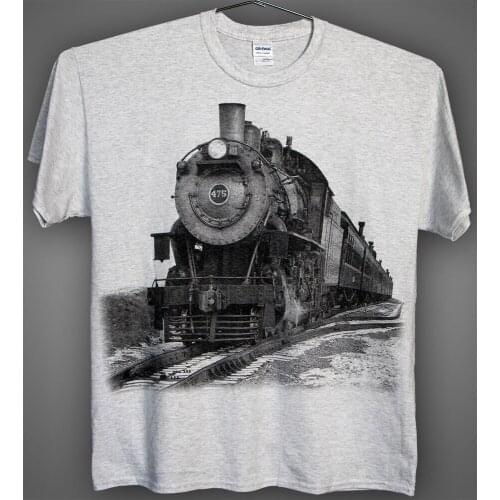 Steam Train Ash Grey T-shirt -- Steam Locomotive #475