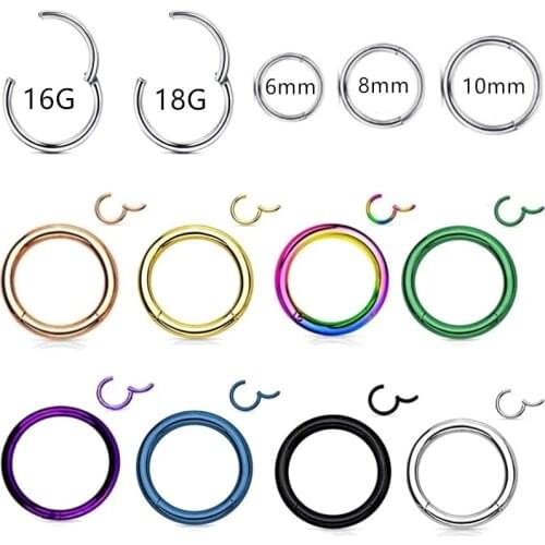 1PC Surgical Steel Clicker Nose Piercing Hoop Fashion Helix Cartilage Earrings Labret Septum Piercing Segment Nose Ring Jewelry