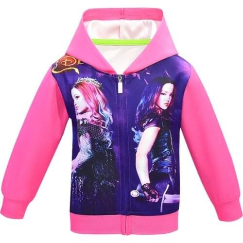 Teen Girls Hoodies Descendants 3 Mal Audrey Evie Hooded Jacket Coat 3D Printed Halloween Party Kids Cosplay Costume Outerwear
