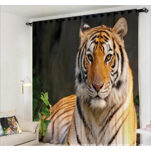 Custom size Animal Tiger 3D Window Curtain Luxury Blackout living room kids Bedroom decorate Cortina Drapes Rideaux pillowcase