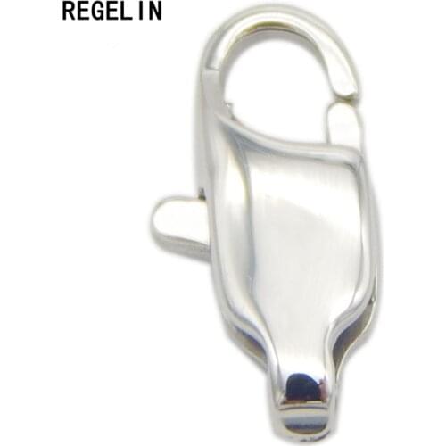 REGELIN 5pcs/lot High Quality 11/13mm Silver Tone 316L Stainless Steel Lobster Clasps Hooks Connector Jewelry Making Accessories