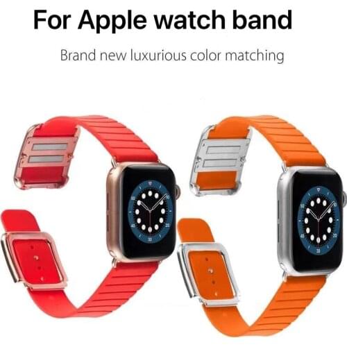 New silicone strap for Apple watch 6 5 4 SE band 40mm 44mm Magnetic buckle strap for iwatch series 3 38mm 42mm Replacement strap