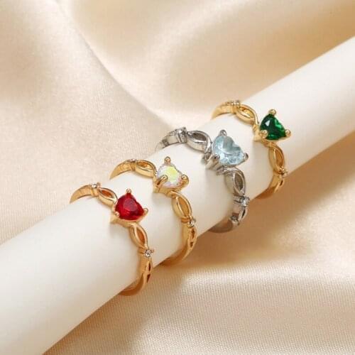 Heart Rhinestone Ring for Women Simple Fashion Ring for Wedding Crystal Bride Jewelry for Gift Party WC012
