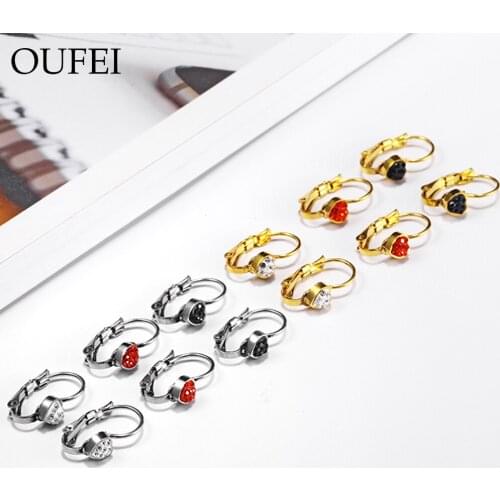 OUFEI Stainless Steel Earring For women Rose Gold Heart-Shaped Earring Women 2019 Multi-Color Fashion Earring Accessorie