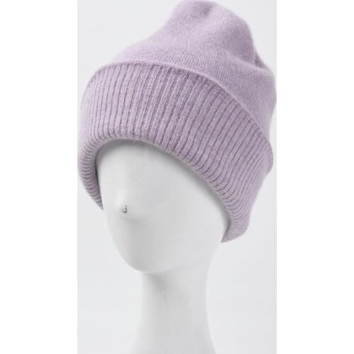 Hat Angora Women Winter Beanie Knit Autumn Warm Brim Slouchy Skiing Accessory For Teenagers Sports Outdoor