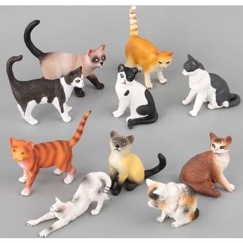 Cute Cats Simulation Animals Model PVC Hand Model Series Flower Cat Yellow Cat Tabby Cat Qu Luo Cat Xmas Gift For Children Kids