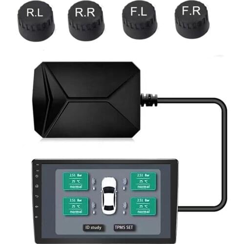 JMANCE 4 External Sensors USB Android TPMS Car Tire Pressure Monitoring System Display Navigation Tyre Pressure Alarm