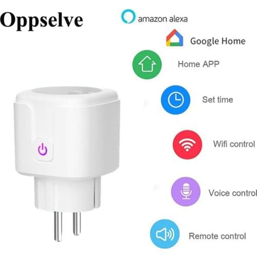 For Tuya WiFi EU US Smart Plug 16A 220V Adapter Wireless Remote Voice Control Power Monitor Timer Function for Google Home Alexa
