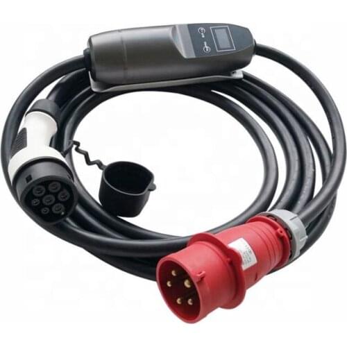 Khons Smart fast EV Charging Station 32A 3 phase 22kW 400v with Timer & OLED & RCD type B adjustable from 6A to 32A