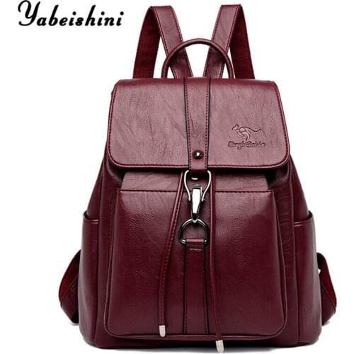 2020 Women Leather Backpack Famous Brand Female Bagpack Ladies Travel BackPack School Bags For Teenage Girls Sac A Dos Mochila