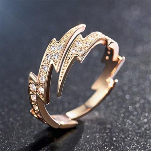 WYJZY Inlaid AAA zircon lightning graphic ring ladies classic decorative jewelry leisure proposal wearing jewelry anniversary gi