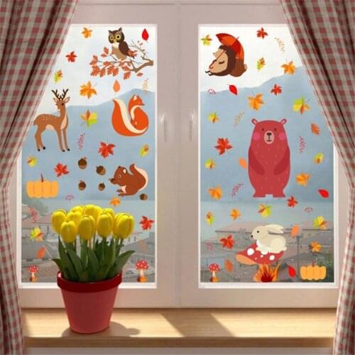 Zollor Creative Childrens Room Graffiti Cartoon Fox Maple Leaf Decoration Self-adhesive Paper Room Decoration Wall Stickers