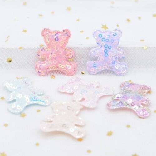 12Pcs Upscale Glitter Sequins Bear Appliques Padded Patches for DIY Baby Girls Hair, Clip, Band, Headdress, Bow Decoration H38