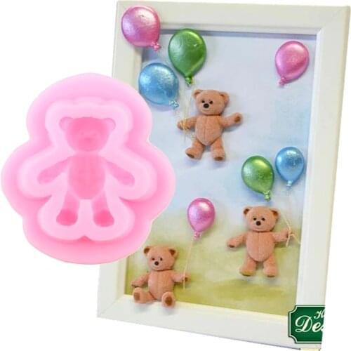 3D Cute Bear Silicone Mold DIY Baby Birthday Cupcake Topper Fondant Cake Decorating Tools Candy Clay Chocolate Gumpaste Moulds