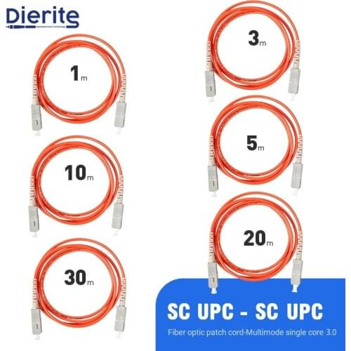 5pcs/Bag 5m Fiber Jumper SC UPC -SC UPC 3.0mm Multimode Simplex OM1 62.5/125um High Quality PVC Fiber Optic Patch Jumper Cable
