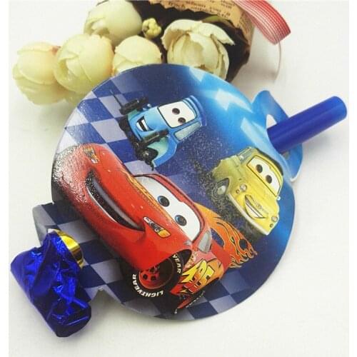 6pcs/lot cartoon cars Party Supplies Noise Maker/Blowout kids Birthday Decoration Baby Shower For Kids Boys