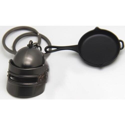 3D Fashion PUBG Eat Chicken Key RING Pendant Battle Frying Pan Helmet Keychain Jewelry DropShipping