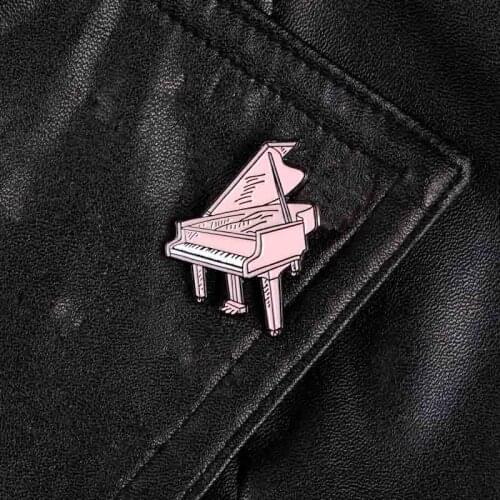 Pink Piano Alloy Brooch Bag Clothes Backpack Lapel Enamel Pin Badges Cartoon Jewelry Gift For Friend Women Accessories