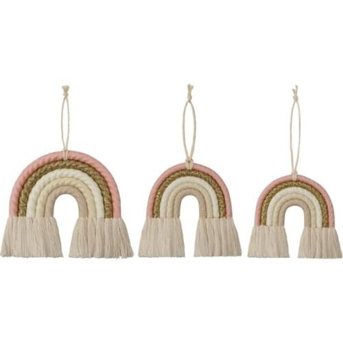 Room Decoration Handmade Woven Cotton Rope Rainbow Hanging Decoration Wall Hanging Decor Photo Props