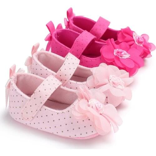 Spring and Autumn 0-1 years old female baby solid color flower princess baby toddler shoes