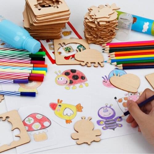 Children watercolor strokes painting graffiti tool set early education educational toys wooden painting graffiti board M112