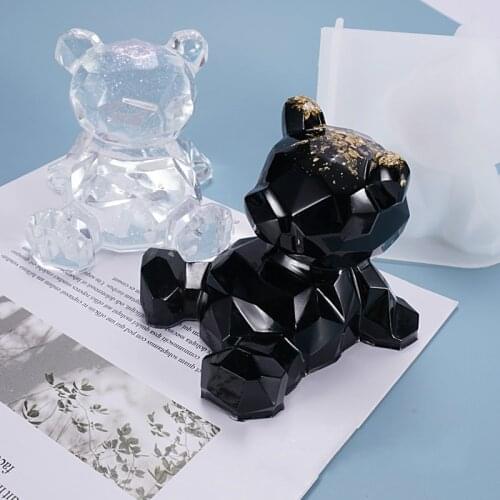 DIY Epoxy Mold 3d Geometry Bear Cake Decoration Cartoon Bear Silicone Mold Resin Mold Candle Making Supplies Soap Form