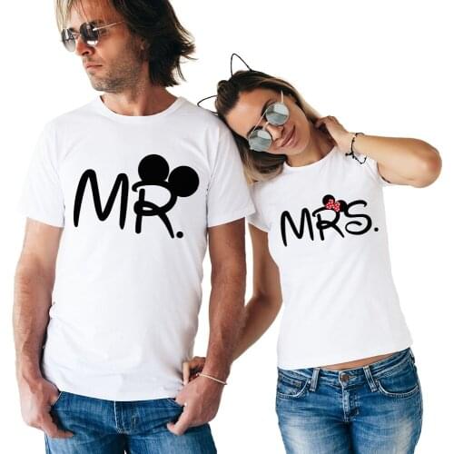 Lovers Couple T Shirt Women Men Newest Valentines Gift Printing 2021 Mrs Mrs Couple Summer Matching Clothes for Lovers