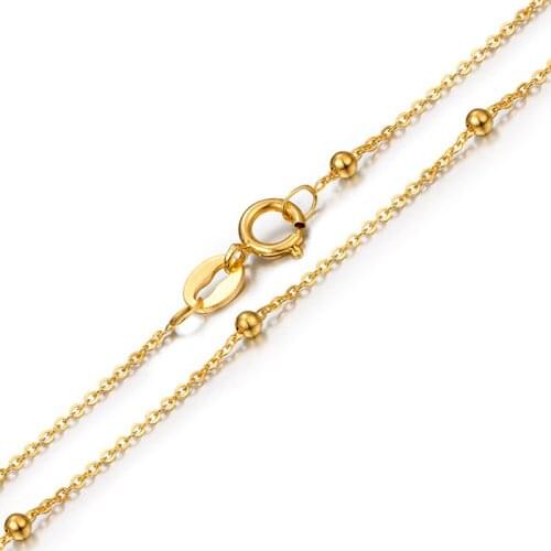 Hot sale 18K Yellow Gold Necklace Womens O Link chain Necklace 15inch P6249