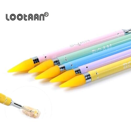 Lootaan 1pcs 2 head Wax Dotting Pencil for Pick Up Nail Rhinestones Gel Applicator Nail Art Care Decor Accessories Dual-ended