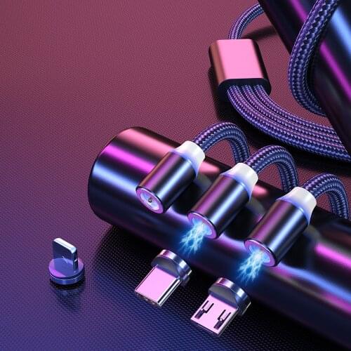 3 In 1 Magnetic Micro Cable Mobile Phone Fast Charging Magnet Type C Wire Cord For iPhone Xiaomi 3in1 Multi Magnet USB-C Cable