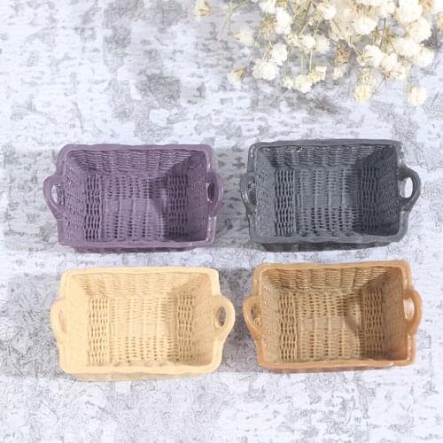 1pc 44*27*17mm Dollhouse Miniature Mini Resin Storage Basket Model Accessories Toys Doll House Home Decoration Supplies